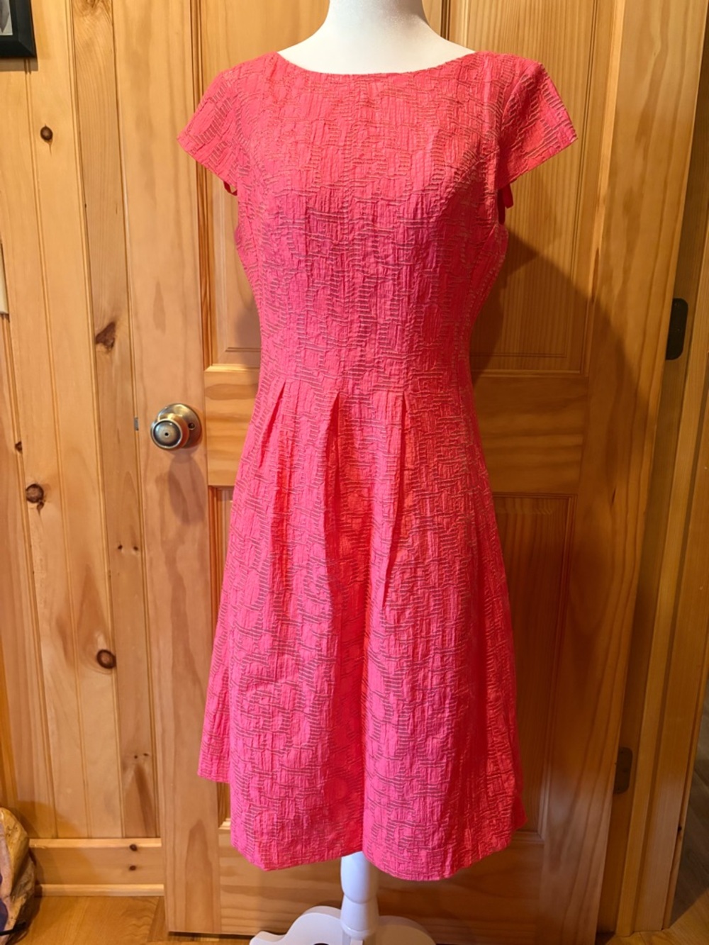 Christopher & Banks Coral Pink Textured A-Line Dress - Size 8 NWT